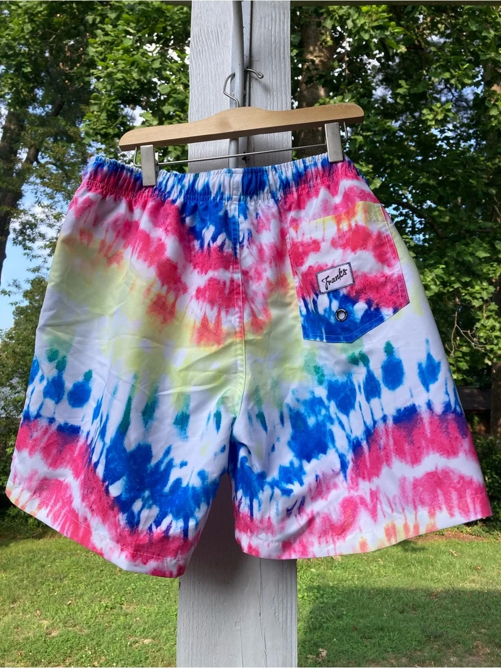 Franks Australia Like New Tie-Dye Multicolor Men's Swim/Beach/Retro VIbe Shorts